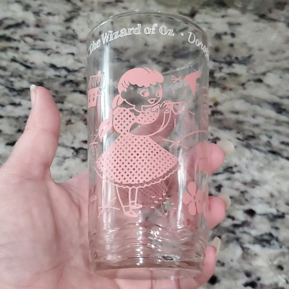 Vintage Pink The Wizard of Oz Dorothy Glass Tumbler